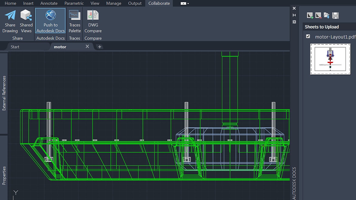 Чертеж плана офиса в веб-приложении AutoCAD