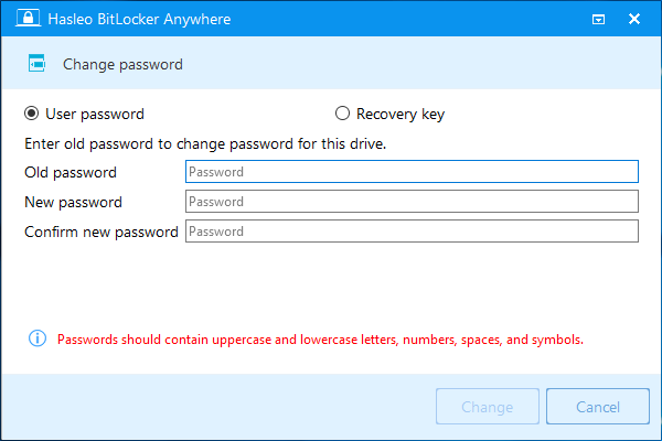 Change BitLocker Password